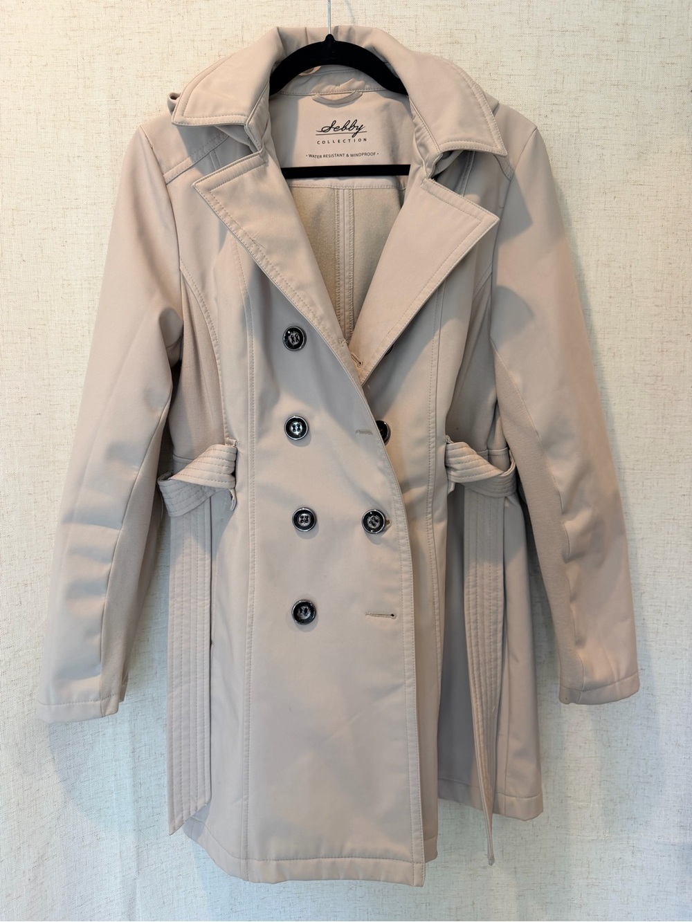 Sebby Light Beige Double-Breasted Trench Coat